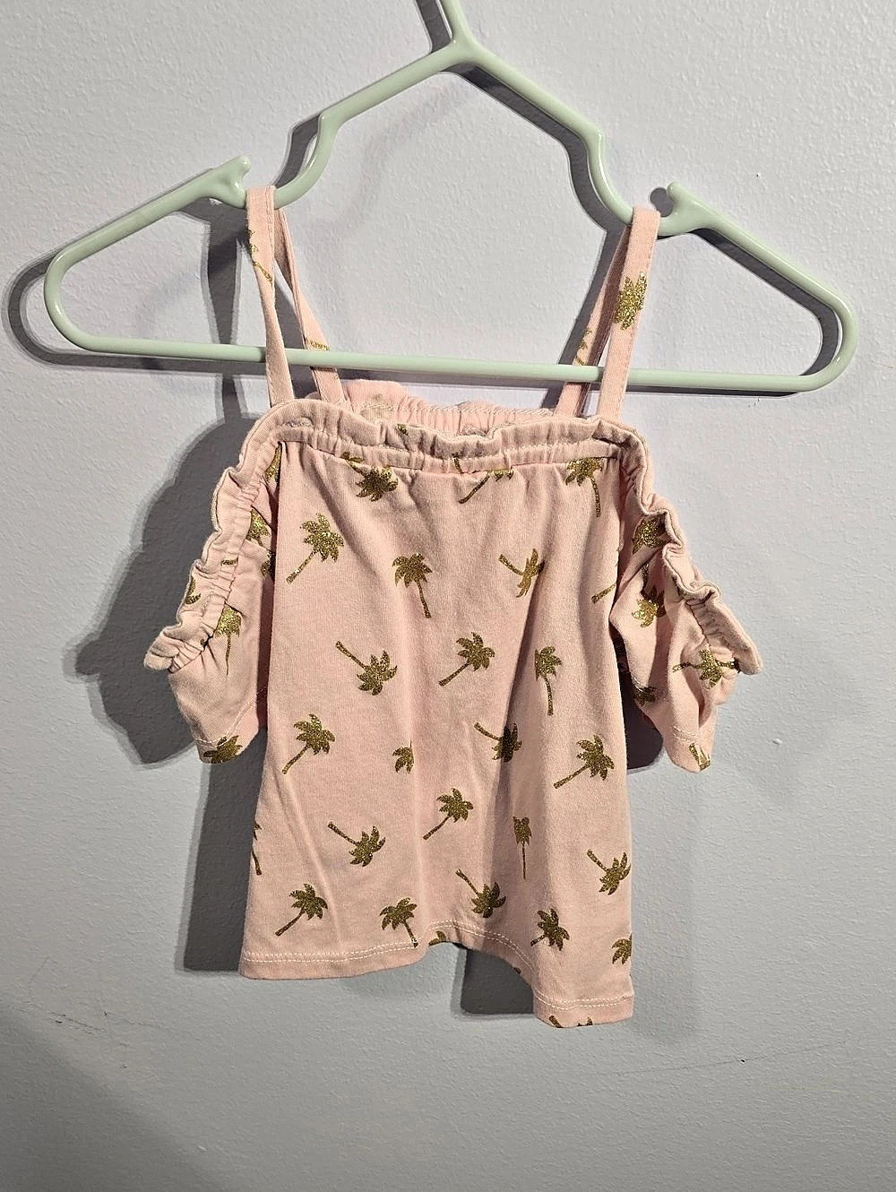 The Children's Place Girls Cold Shoulder Top Pink & Green
